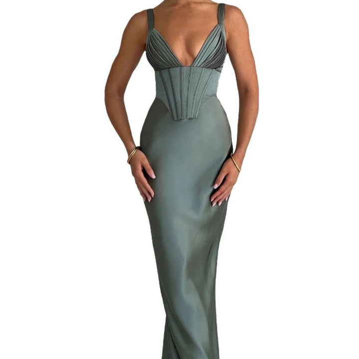 Damen Abendkleid mit Korsett-Oberteil und schimmerendem Finish Drune