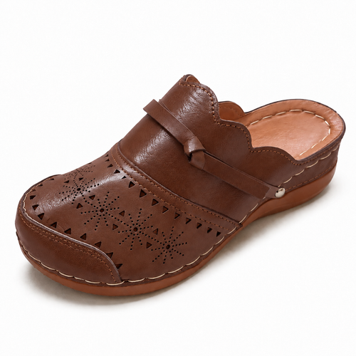 Damen Komfortable Clogs mit filigranem Durchbruchdesign und elegantem Riemen Drune