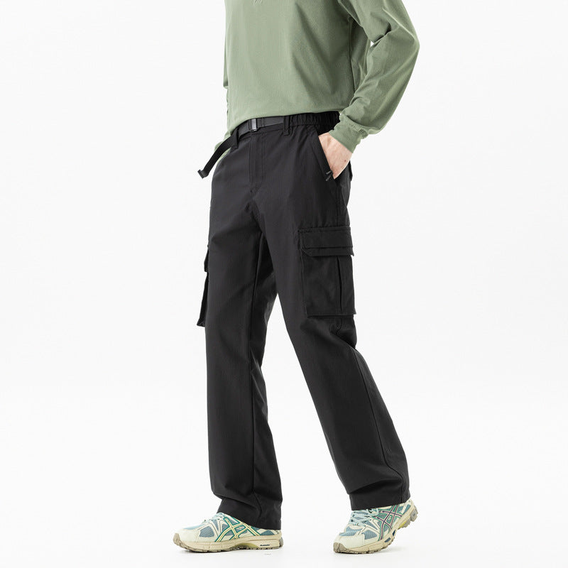 Herren Utility-Cargohose im technischen Trekking-Stil mit integriertem Gürtel und Mehrfach‑Taschen Drune