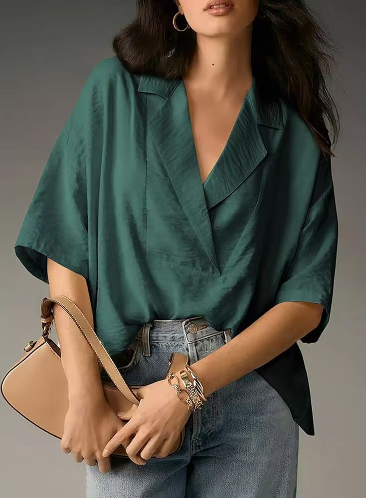Damen luftige Kurzarmbluse im modernen Oversized-Schnitt Drune