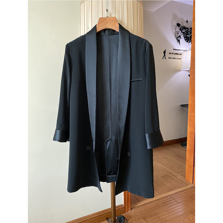 Damen Eleganter Blazer mit schimmerndem Revers Drune