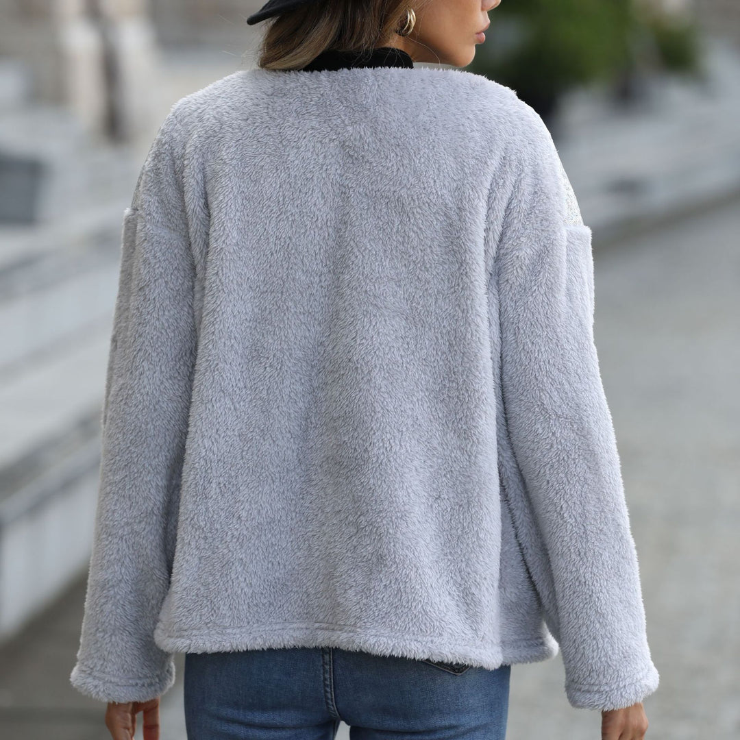 Damen Fleece-Jacke mit Glitzerapplikationen Drune