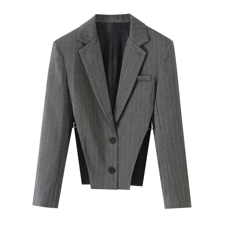 Damen Kurzgeschnittener Nadelstreifen-Blazer mit seitlichen Cut-Outs und Schnürdetail Drune