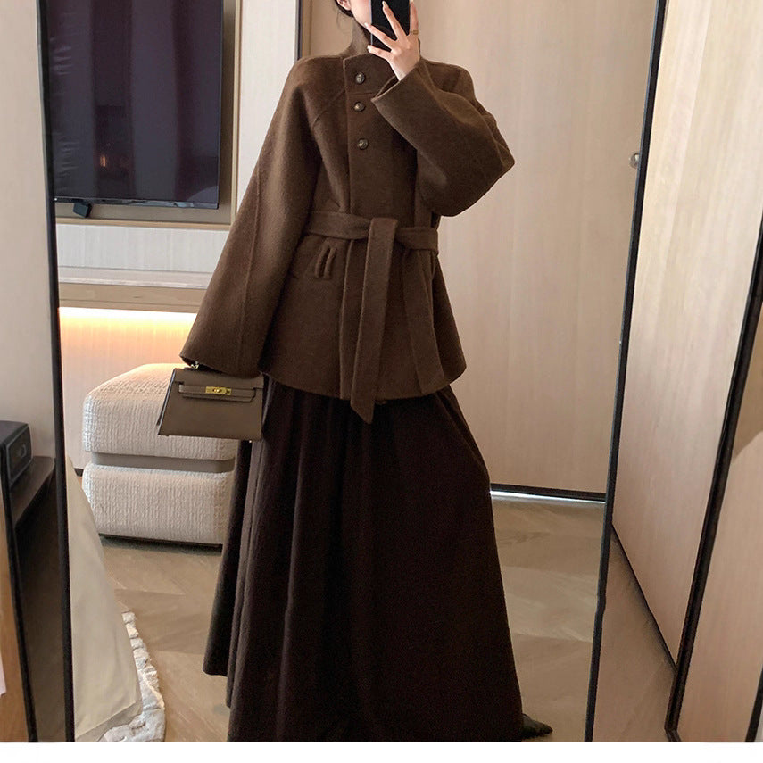Damen Modischer und eleganter Wollmantel Drune