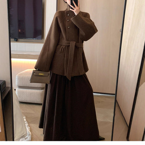 Damen Modischer und eleganter Wollmantel Drune