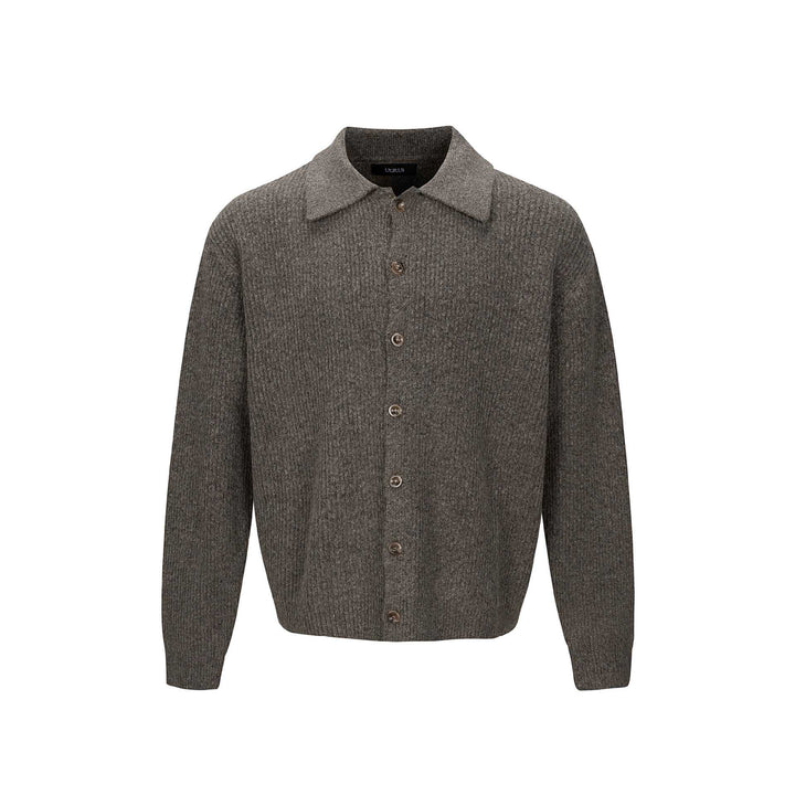 Herren Strukturiertes Strickcardigan mit Hemdkragen und durchgehender Knopfleiste Drune