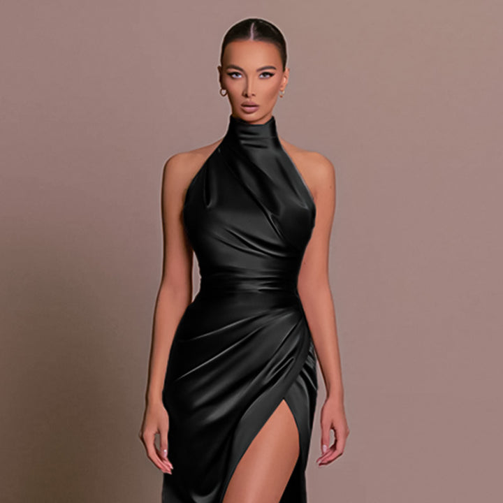 Damen Hochgeschlossenes Abendkleid mit verführerischem Schlitz Drune