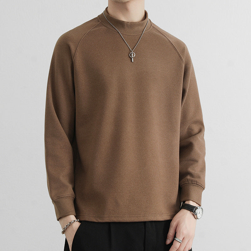 Herren Minimalistisches Mockneck-Sweatshirt aus Tech‑Fleece mit Raglanärmeln Drune