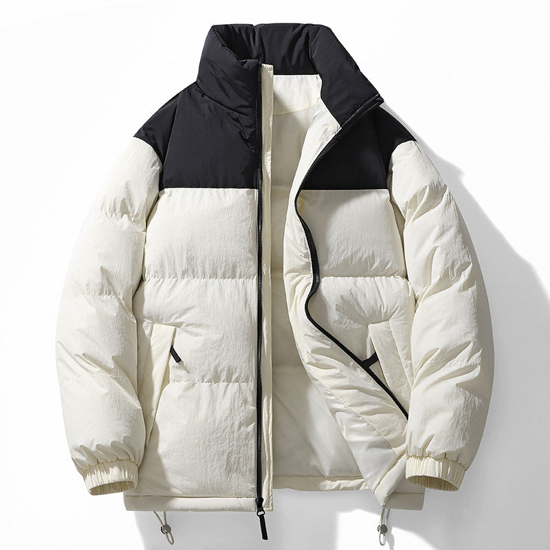 Herren gesteppte Thermo-Steppjacke mit hohem Stehkragen, Zwei-Wege-Reißverschluss und Kordelzugsaum Drune