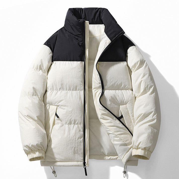 Herren gesteppte Thermo-Steppjacke mit hohem Stehkragen, Zwei-Wege-Reißverschluss und Kordelzugsaum Drune