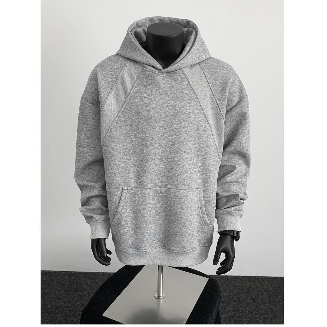 Herren Oversize-Kapuzenpullover mit diagonalem Einsatz und Kängurutasche Drune