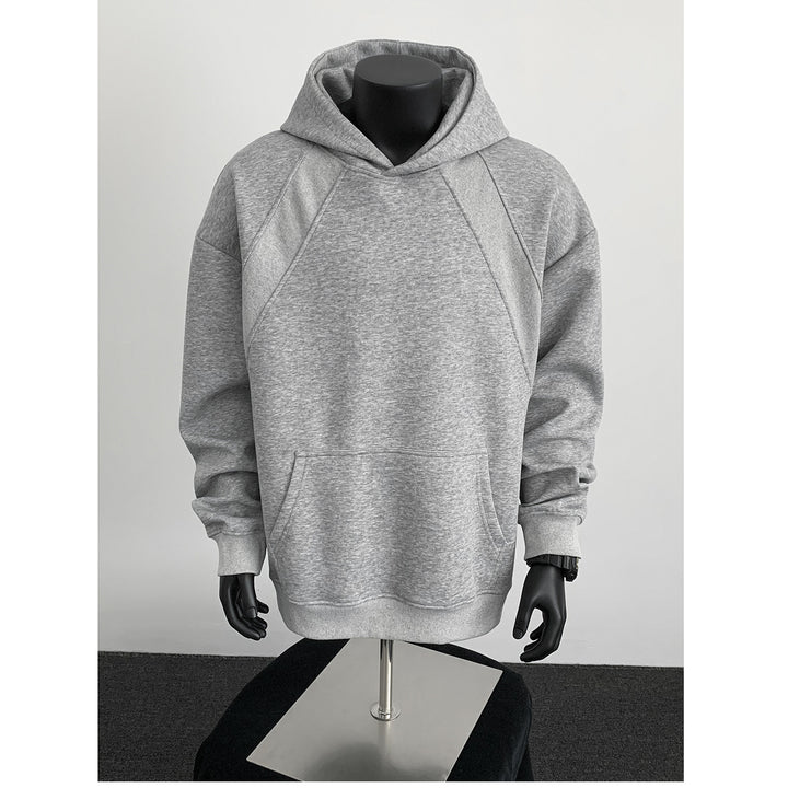 Herren Oversize-Kapuzenpullover mit diagonalem Einsatz und Kängurutasche Drune