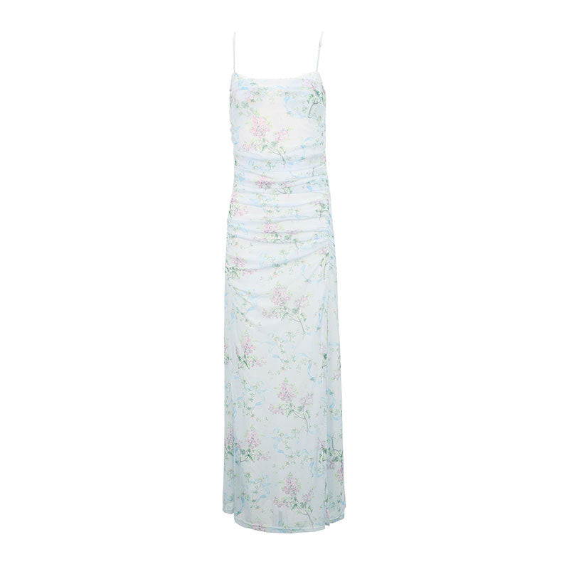 Damen Maxikleid im romantischen Floral-Design mit verstellbaren Trägern Drune