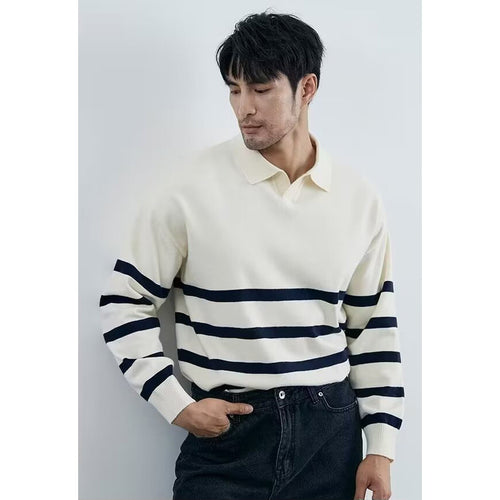 Herren Modisches Strickoberteil mit Streifen Drune