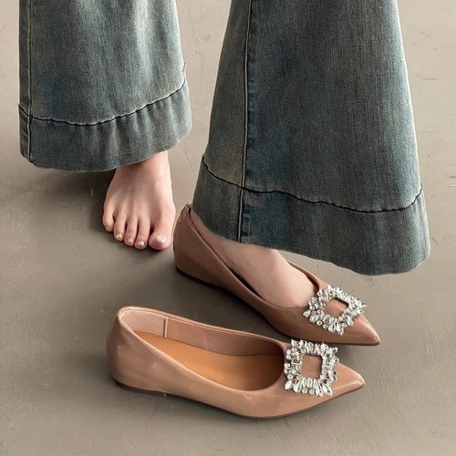 Damen elegante Ballerina-Schuhe mit funkelnder Strass-Applikation Drune