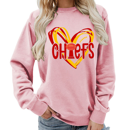 Damen Sweatshirt mit Herzmotiv und kreativen Sportgrafiken Drune