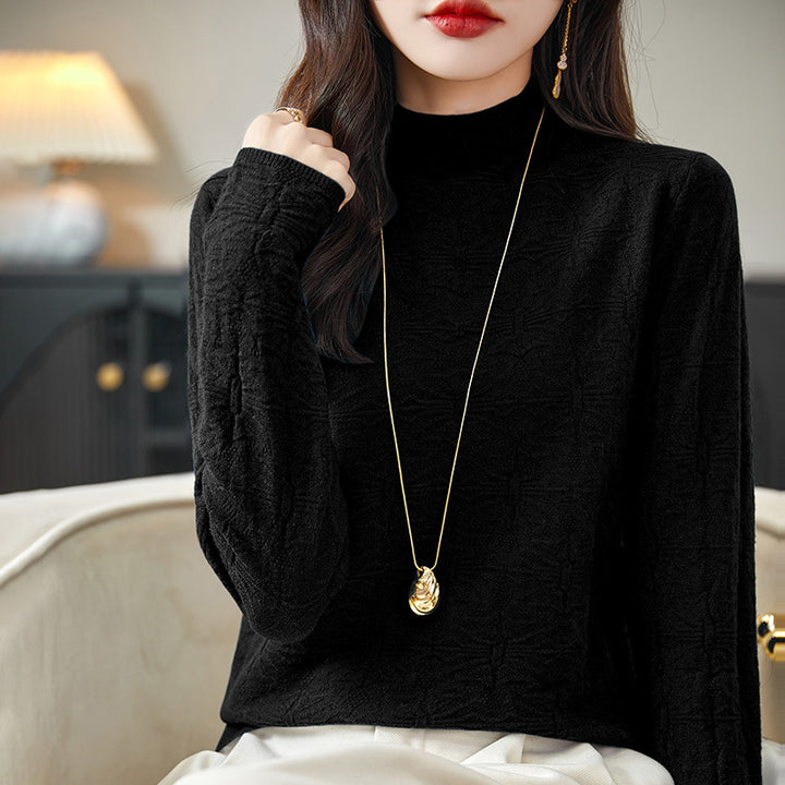 Damen Strukturiertes Feinstrick-Longsleeve mit Stehkragen und kastiger Silhouette Drune