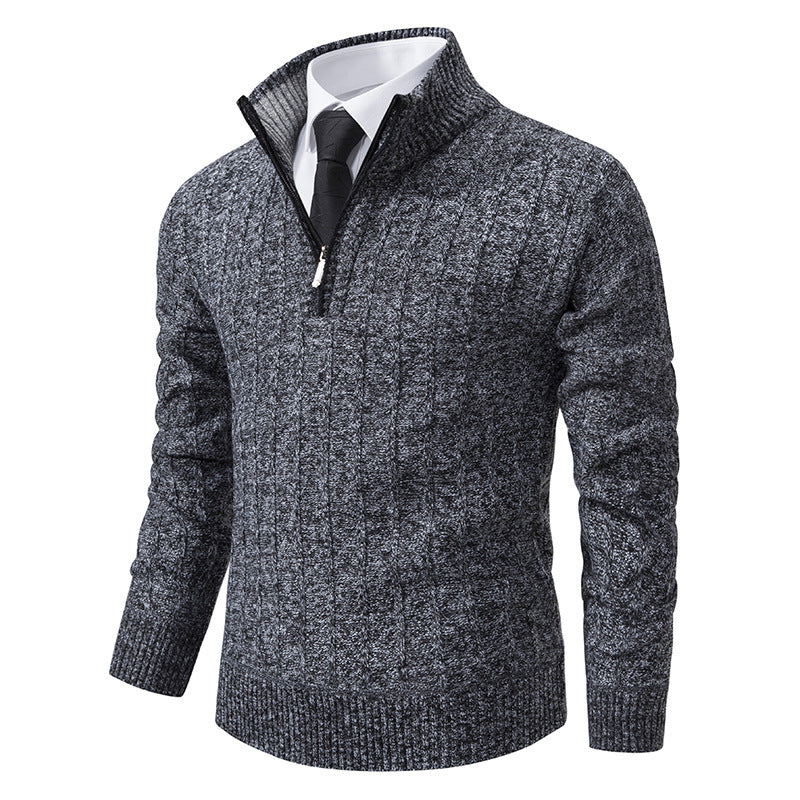 Herren modischer Strickpullover mit Reißverschluss und hohem Kragen Drune