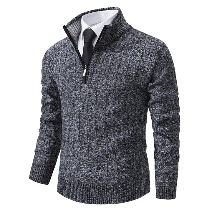 Herren modischer Strickpullover mit Reißverschluss und hohem Kragen Drune