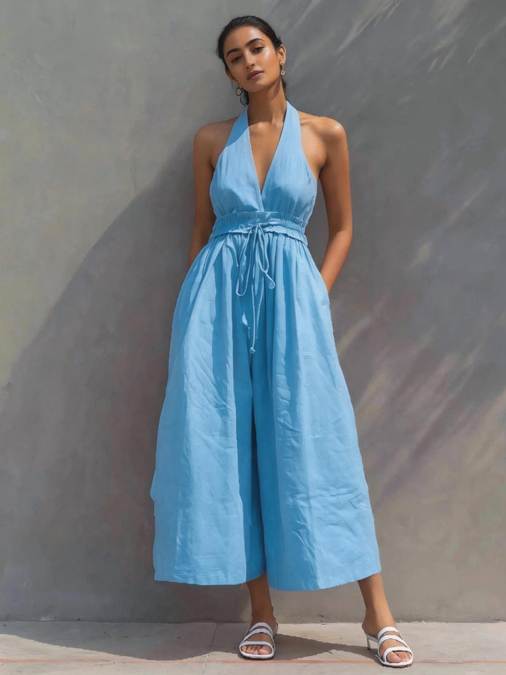 Drune | Rückenfrei, Falten Kleid mit Großen Taschen