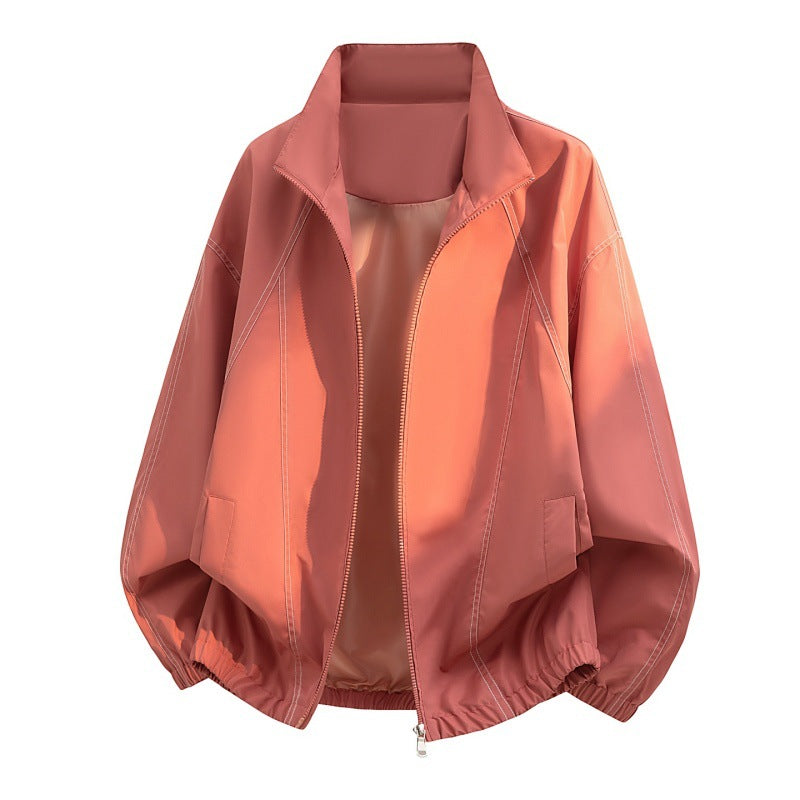Herren oversized Leichtblouson mit Stehkragen, elastischem Saum und dekorativen Kontrastnähten Drune