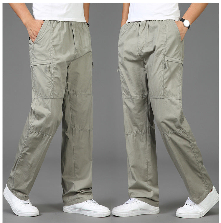 Damen lockere Cargo-Hose mit elastischem Bund, Mehrfachtaschen und Knieabnähern Drune