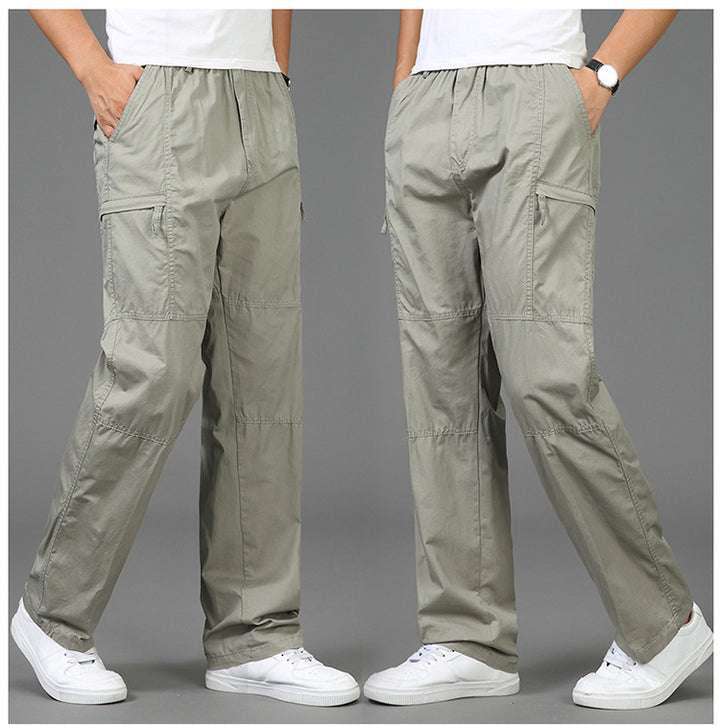 Damen lockere Cargo-Hose mit elastischem Bund, Mehrfachtaschen und Knieabnähern Drune