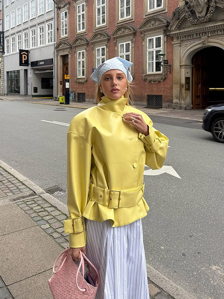 Damen modische Übergangsjacke mit tailliertem Schnitt und verlängertem Saum Drune