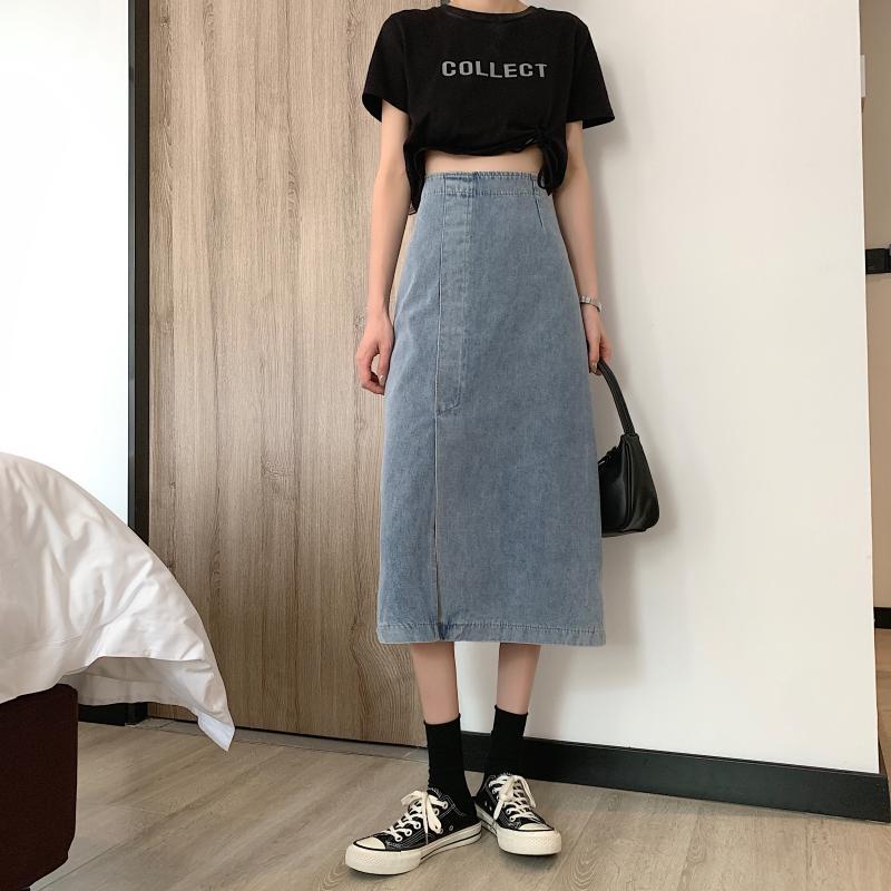 Damen Jeans-Midi-Rock mit seitlichem Schlitz Drune