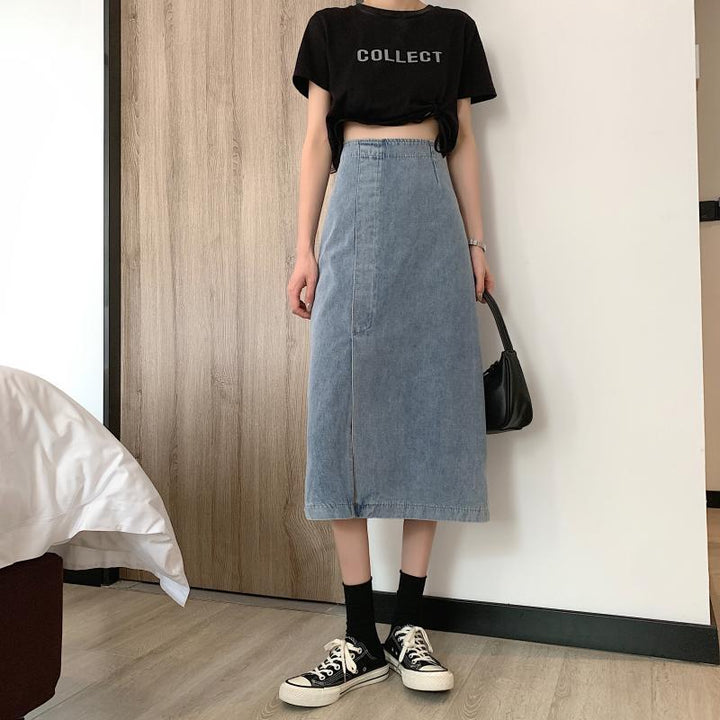 Damen Jeans-Midi-Rock mit seitlichem Schlitz Drune