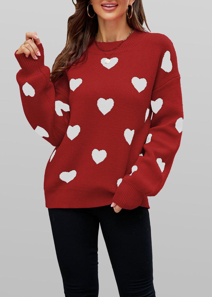 Damen Herzmuster Pullover Drune