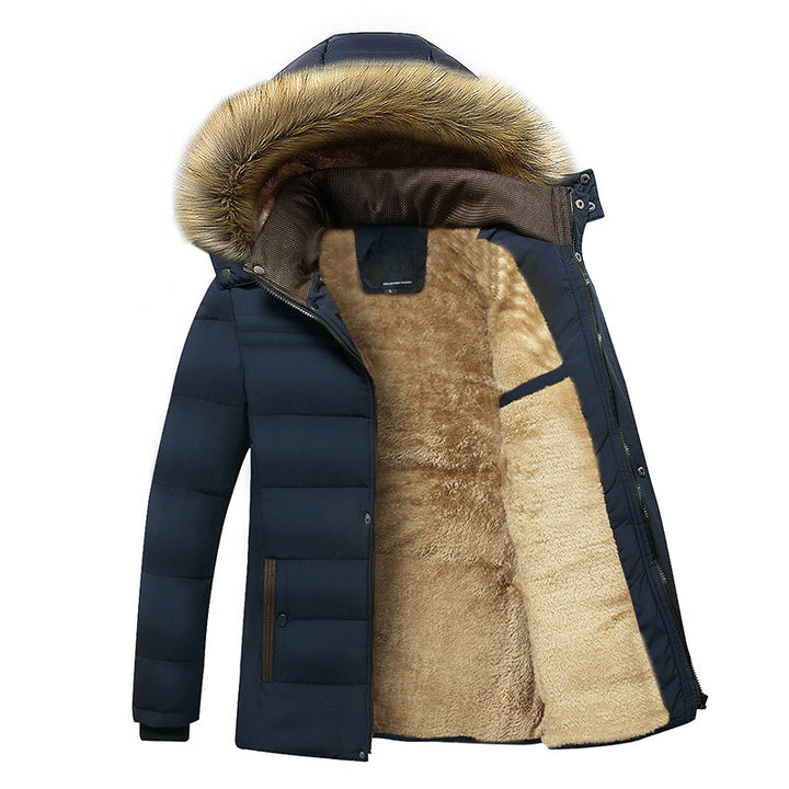 Herren Winterparka mit wärmendem Teddyfutter, abnehmbarer Kapuze und hoher Stehkragen Drune