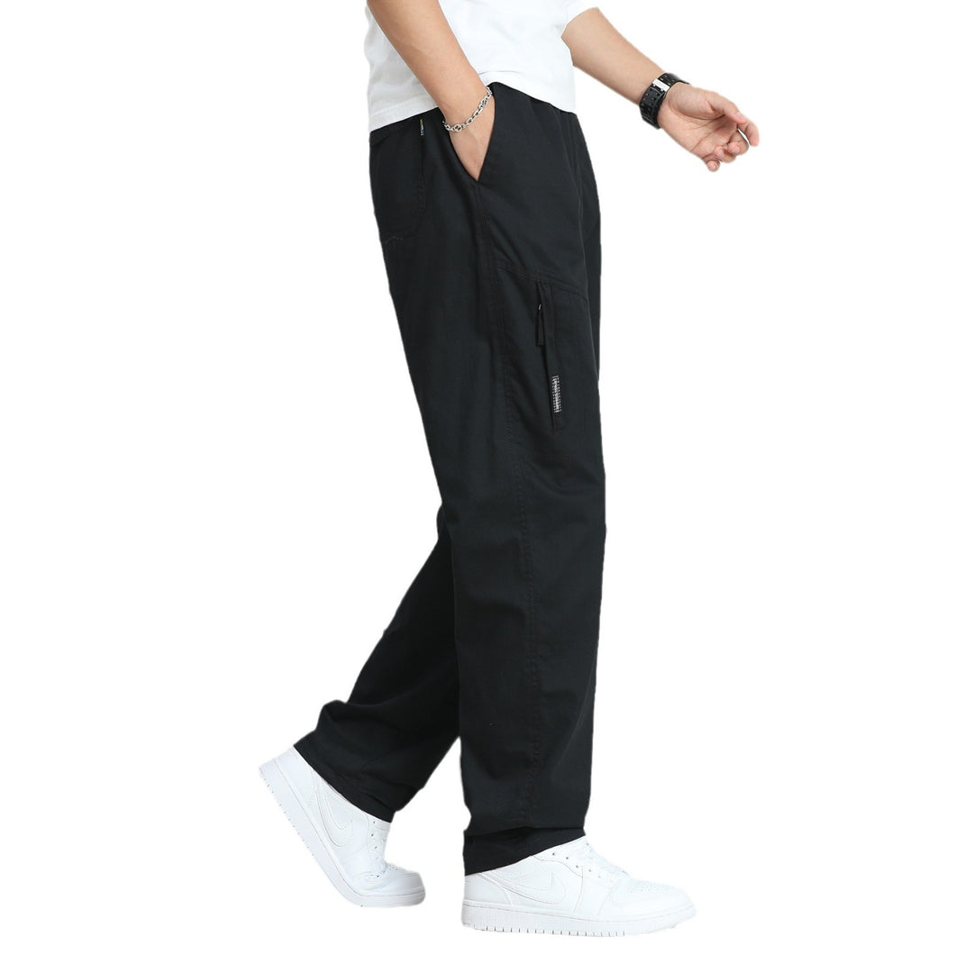 Herren Weite Utility-Cargohose mit elastischem Bund, seitlichen Reißverschlusstaschen und vorgeformten Knien Drune
