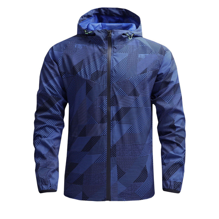 Herren ultraleichte Kapuzen-Trainingsjacke mit winddichter Oberfläche und Packfunktion Drune