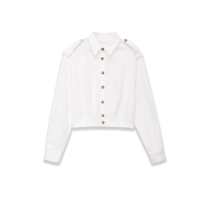 Damen Cropped-Hemdjacke mit Epauletten und taillierenden Abnähern Drune