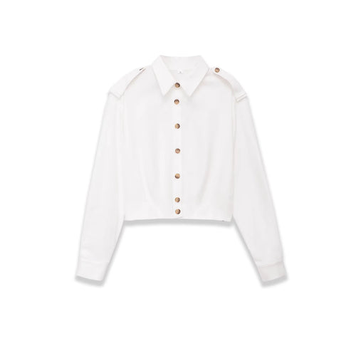 Damen Cropped-Hemdjacke mit Epauletten und taillierenden Abnähern Drune