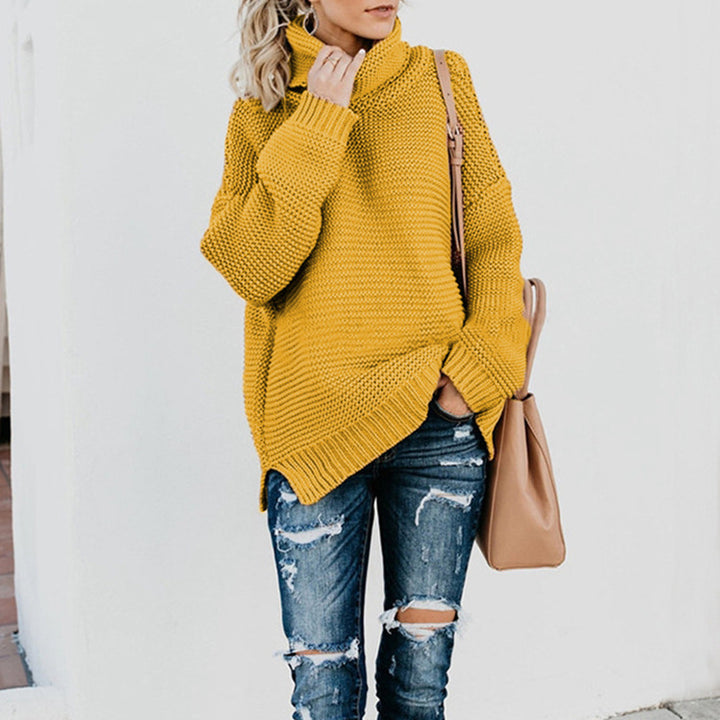 Damen Grobstrickpullover mit weitem Rollkragen und lässigem Schnitt Drune