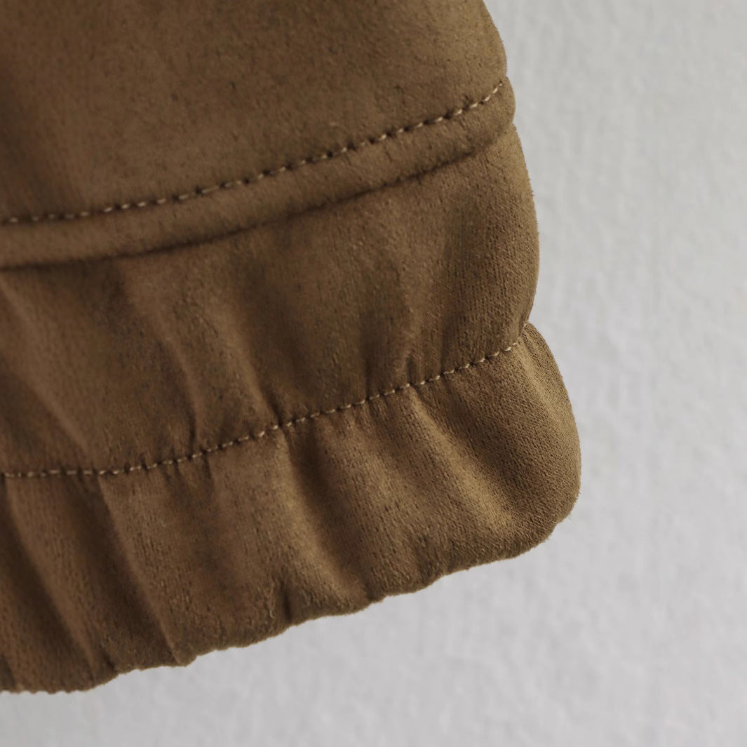 Damen nan kurzes Blouson mit Stehkragen, aufgesetzten Klappentaschen und elastischem Saum Drune