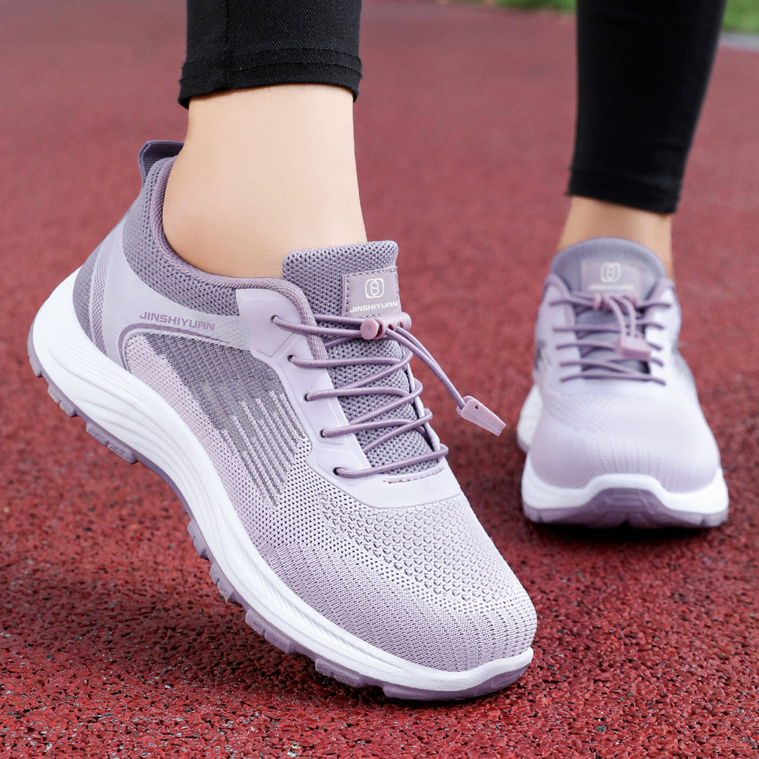 Damen nan leichter atmungsaktiver Strick-Walking-Sneaker mit Schnellzug-Kordel und gedämpfter EVA-Zwischensohle Drune