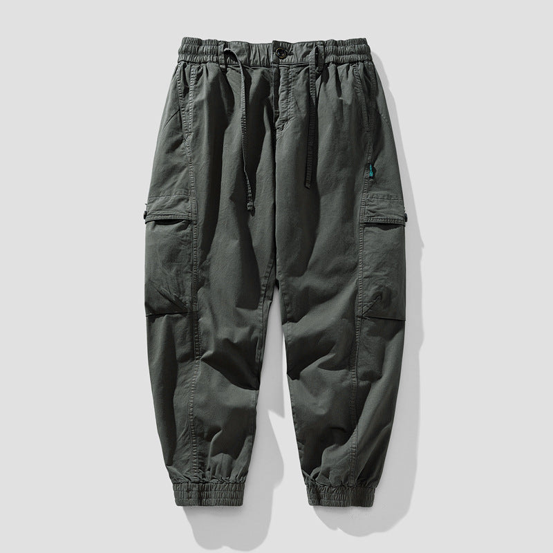 Herren Elastische Cargo-Jogginghose mit Tunnelzug, Knieabnähern und Multifachtaschen Drune