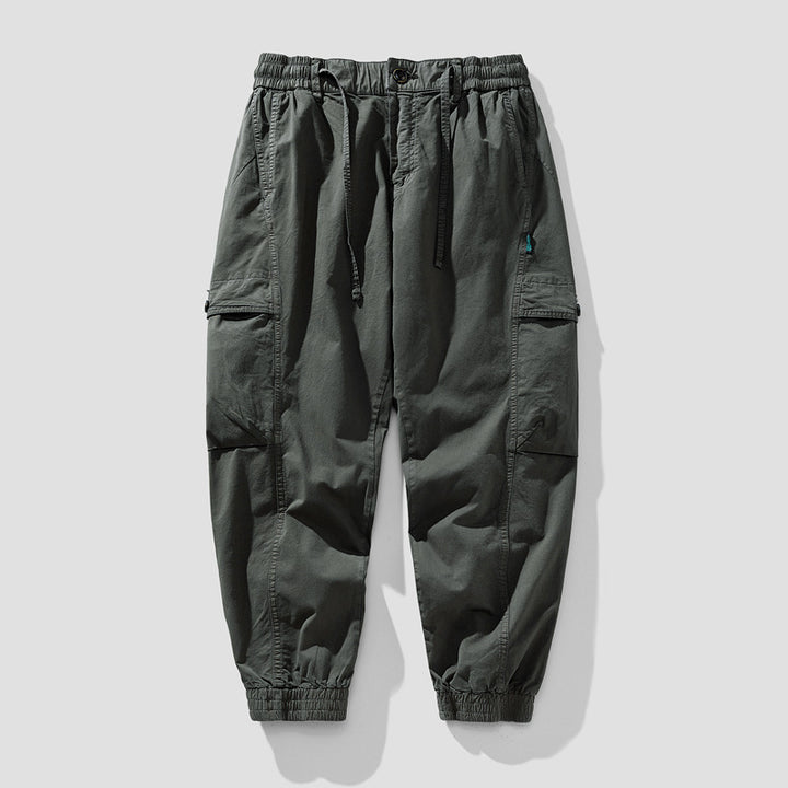 Herren Elastische Cargo-Jogginghose mit Tunnelzug, Knieabnähern und Multifachtaschen Drune
