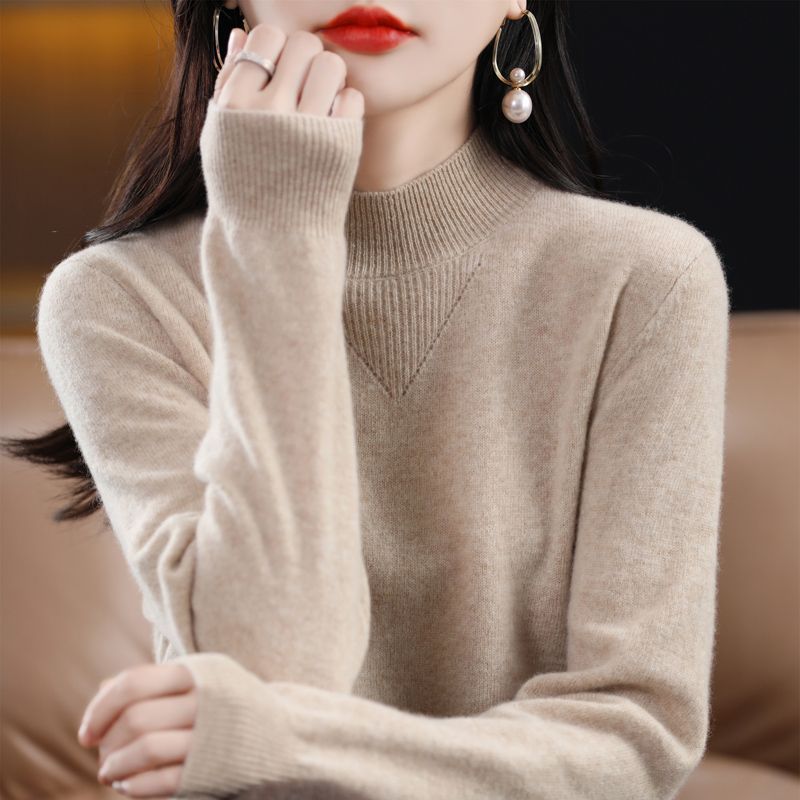 Damen feiner Pullover mit hohem Kragen und eleganten Details Drune