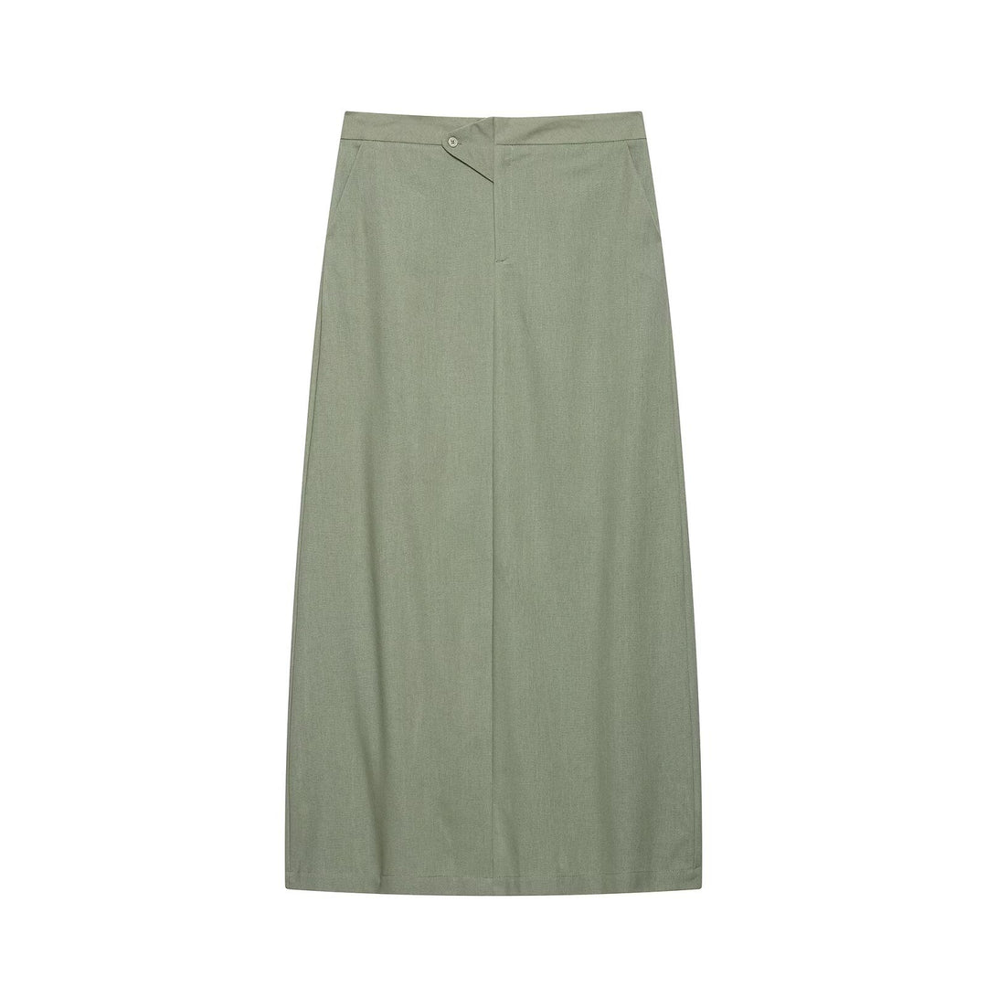 Damen Zweiteiliges Hemdblusen- und Midirock-Set mit verdeckter Knopfleiste Drune