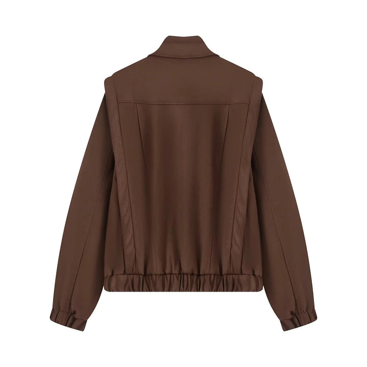 Damen nan asymmetrische Blousonjacke mit verdeckter Reißverschlussblende, Stehkragen und taillennahem Kordelzug Drune