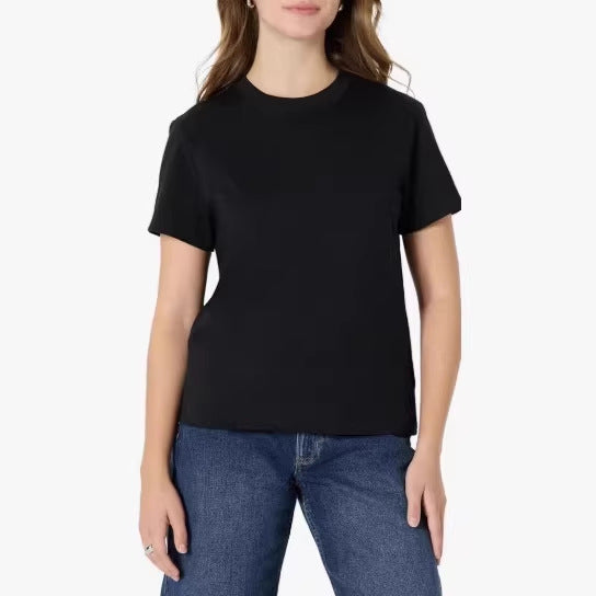 Damen lässiges Kurzarm-T-Shirt aus hochwertiger Baumwolle mit Rundhalsausschnitt Drune