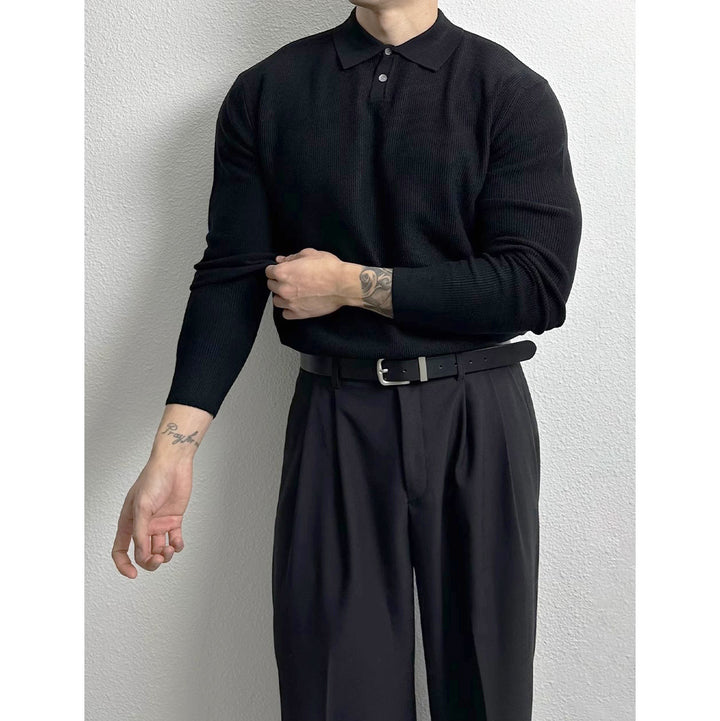 Herren Elegant Strukturierter Langarm-Pullover Drune