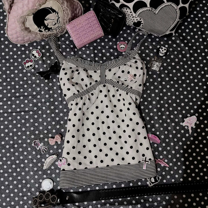Damen Charmantes Polka-Dots Top Drune