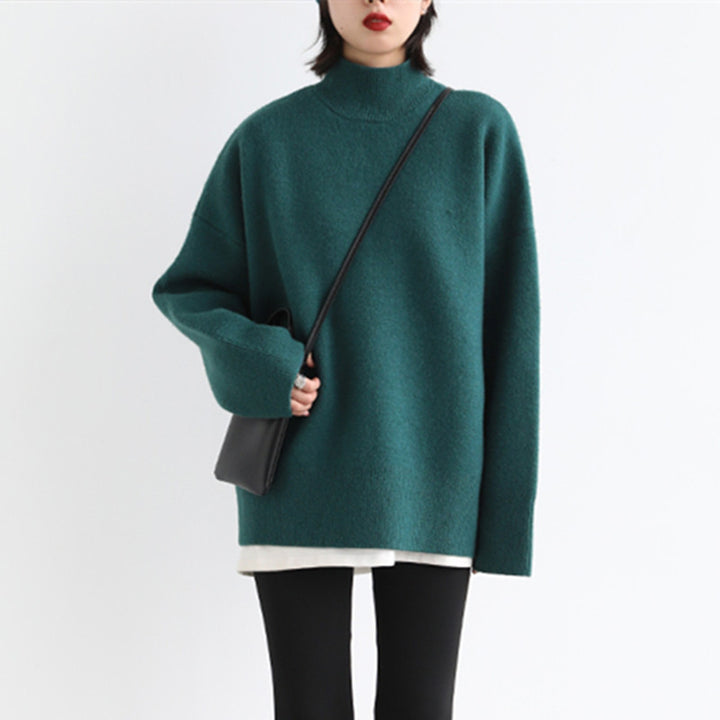 Damen Grob gestrickter Rollkragenpullover mit weitem Schnitt und lässigem Design Drune