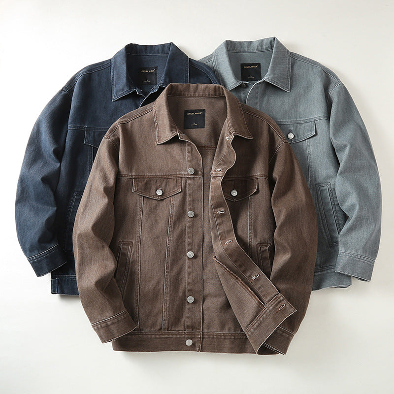 Herren Jeansjacke mit klassischem Schnitt und leichtem Vintage-Wash Drune