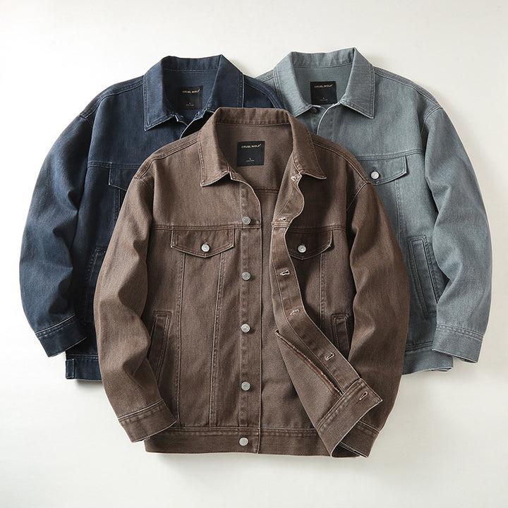 Herren Jeansjacke mit klassischem Schnitt und leichtem Vintage-Wash Drune